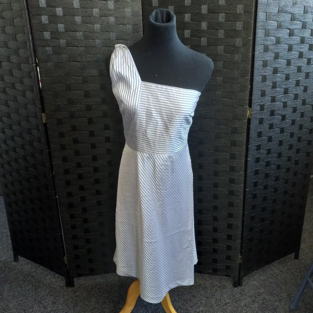 Banana Republic Blue White Stripe One Shoulder Dress Size 10